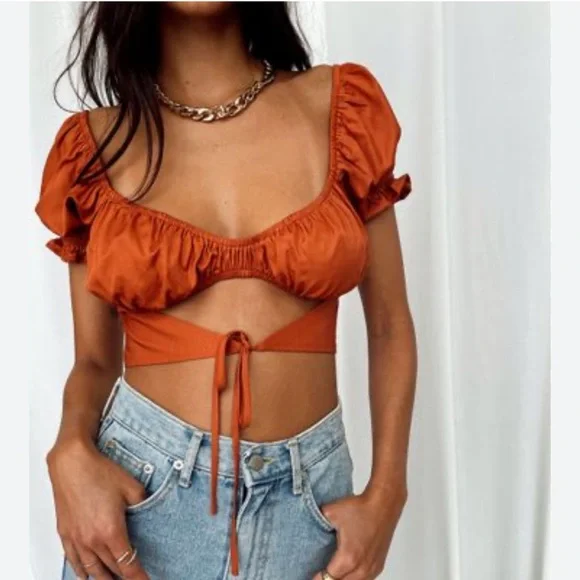 12th Tribe Sarah Ginger Tie Front Top - Picture 3 of 6